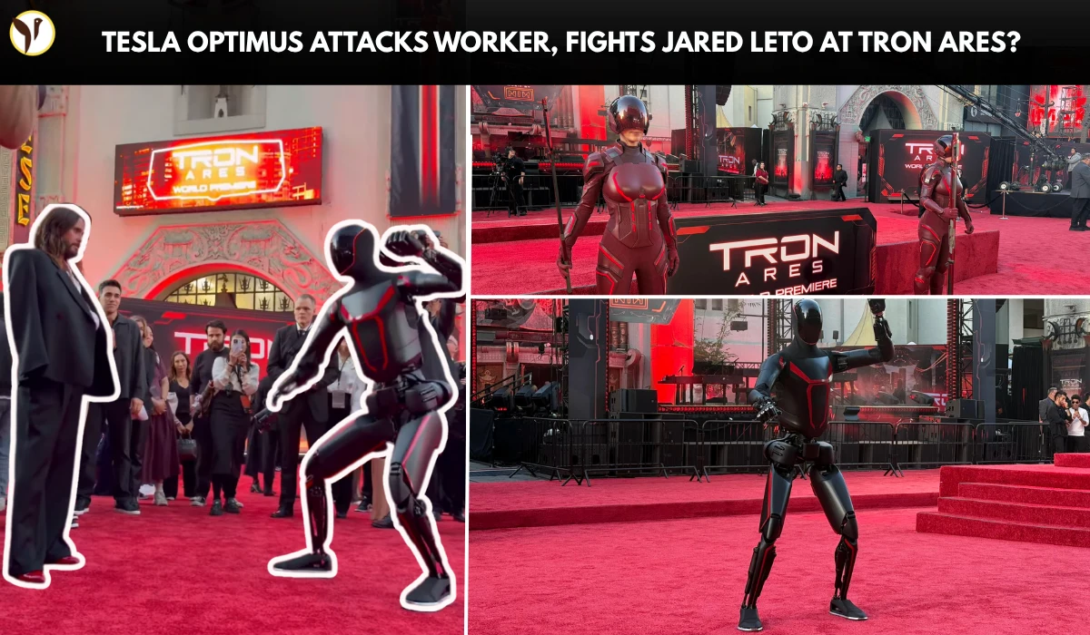 Tesla Optimus Bot Challenges Jared Leto at Tron Premiere