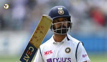 Ajinkya Rahane celebrates his century in the Ranji Trophy quarter-final, leading Mumbai's charge against Haryana.