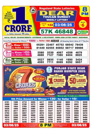 Nagaland Lottery 8PM Result of 3 August, 2025