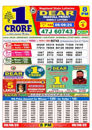 Nagaland State Lottery Result Today 8PM 8 August 2025