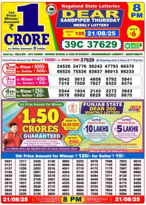 Nagaland State Lottery Old Result 8 PM 21-08-25