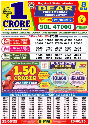 Nagaland State Lottery Old Result 8 PM 25-08-2025