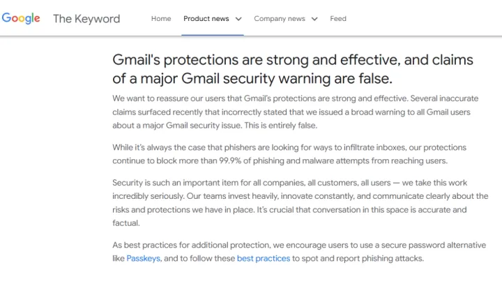 Google Statement