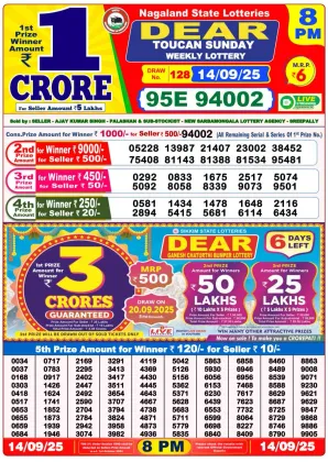 Nagaland State Lottery Old Result 8 PM 14-09-2025