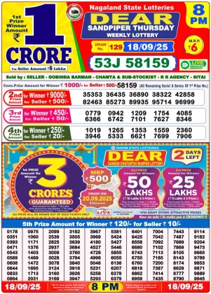 Nagaland Lottery 8PM Result Thursday 18-09-2025