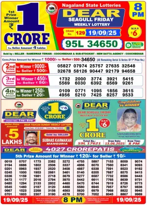 Nagaland Lottery 8PM Result Friday 19-09-2025