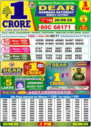 Nagaland Lottery 1PM Result Saturday 20-09-2025