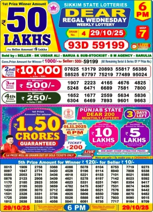 Nagaland Lottery 6 PM Result Wednesday 29-10-2025