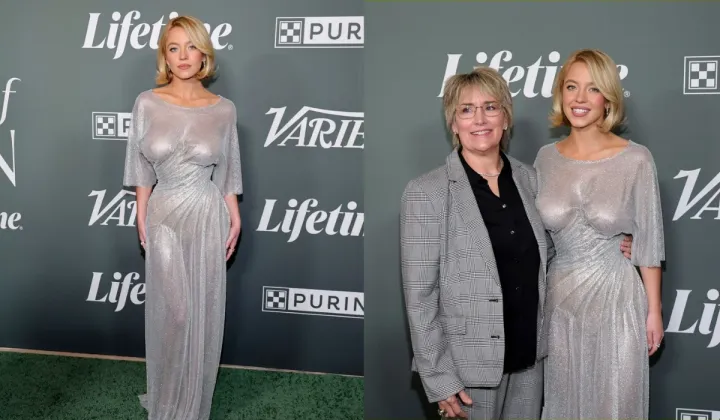 Sydney Sweeney silver dress Pics