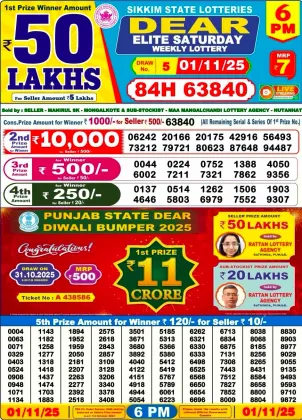 Nagaland Lottery 6 PM Result Saturday 1-11-2025