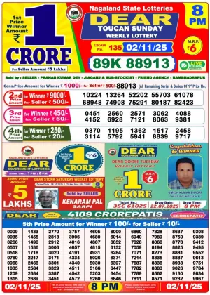 Nagaland State Lottery Old Result 8 PM 3-11-2025