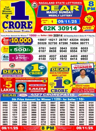Nagaland State Lottery Old Result 8 PM 9-11-2025