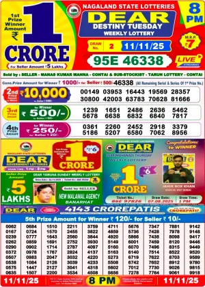Nagaland State Lottery Old Result 8 PM 11-11-2025