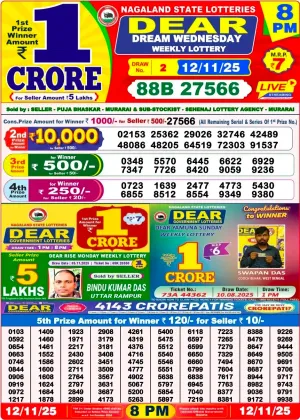Nagaland State Lottery Old Result 8 PM 12-11-2025