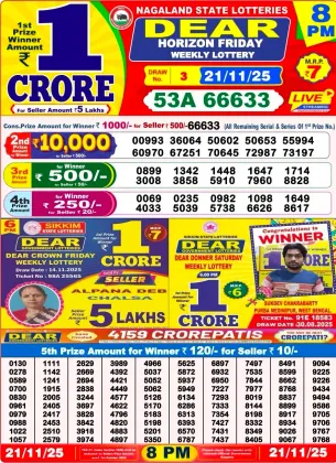 Nagaland State Lottery Old Result 8 PM 21-11-2025