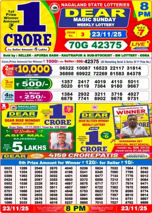 Nagaland State Lottery Old Result 8 PM 24-11-2025