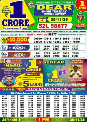 Nagaland Lottery 1 PM Result Tuesday 25-11-2025