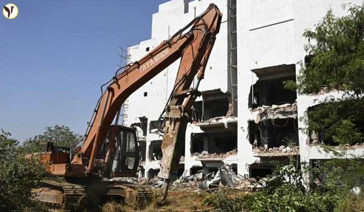 Hyderabad Authorities Demolish Illegal Multi-Storied Building 