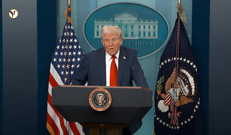 Trump speaking at White House amid Washington plane crash controversy.