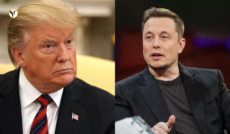 Elon Musk discussing USAID shutdown with a background of USAID operations.