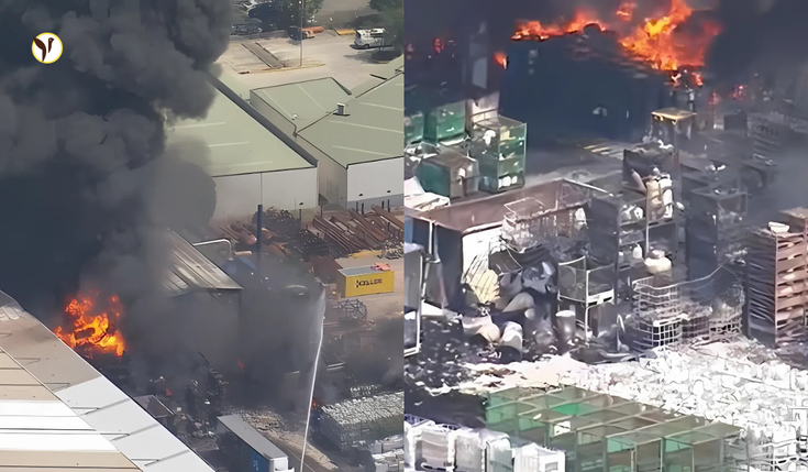 Huge fire at a factory in St Marys, Sydney