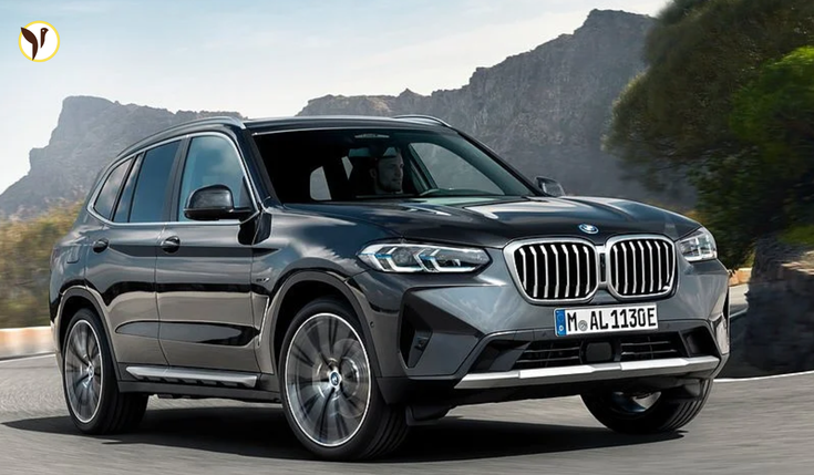 BMW X3 luxury SUV front view with sleek design and LED headlights, BMW X3 vs Audi Q5 - A comparison of top luxury SUVs in the U.S