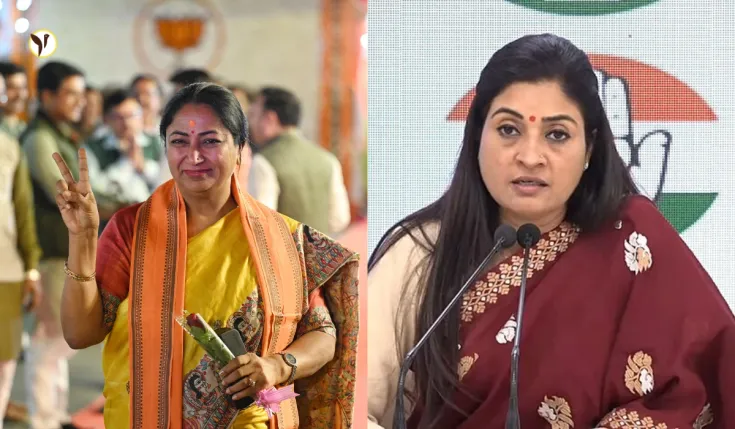 Delhi CM Rekha Gupta oath ceremony with BJP leaders at Ramlila Maidan.