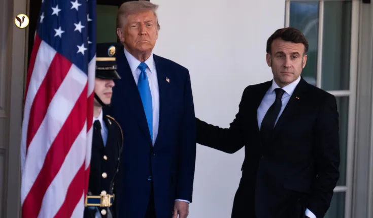 Macron and Trump in a diplomatic meeting discussing Ukraine and Russia relations.