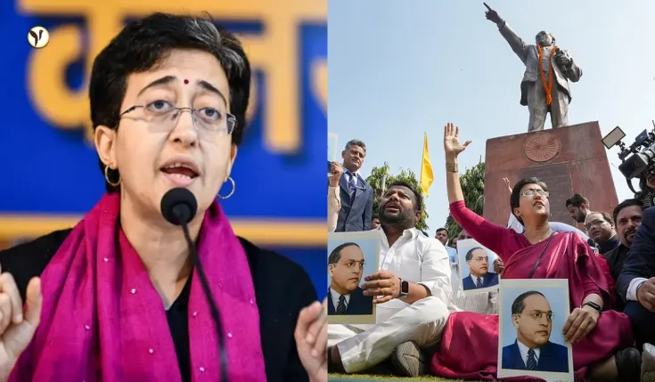 Atishi protests as AAP MLAs are banned from Delhi Assembly amid BJP allegations.