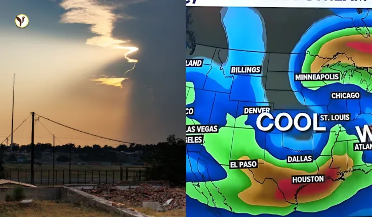 Tornado warning in Western OKC with dark storm clouds approaching.