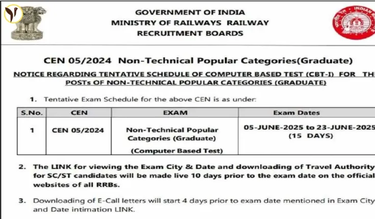 RRB NTPC 2025 Exam Dates Announced!  Start Preparing Now & Download Your Guide!